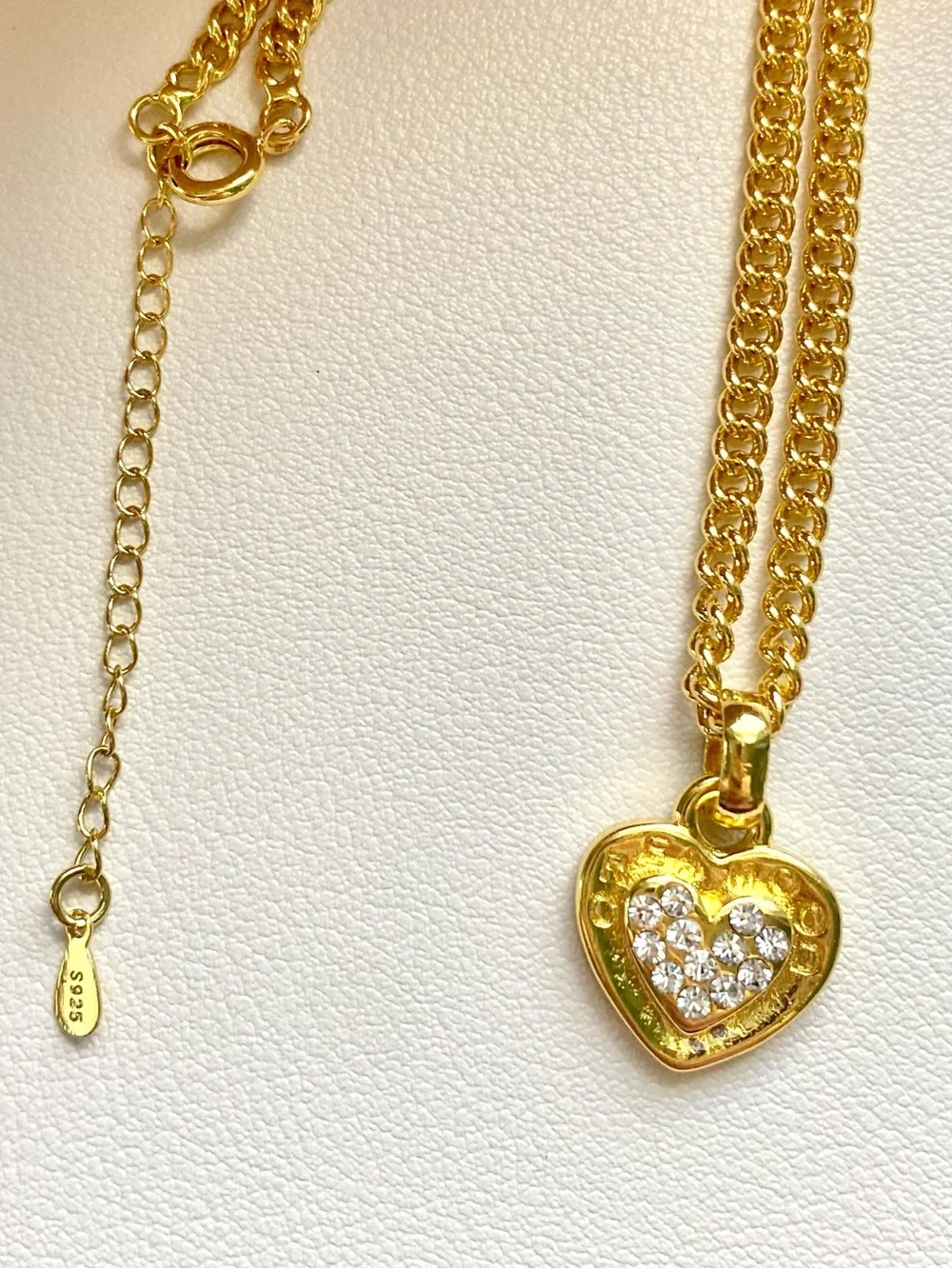 Gold Heart Pendant Necklace with Crystal Accent